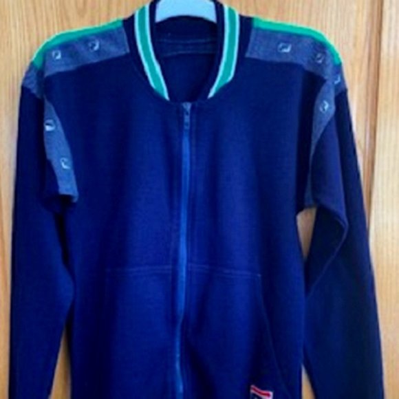 FILA Unisex Wool Blend Full Zip Logo Kangaroo Pockets Jacket Size 10 - Picture 1 of 8